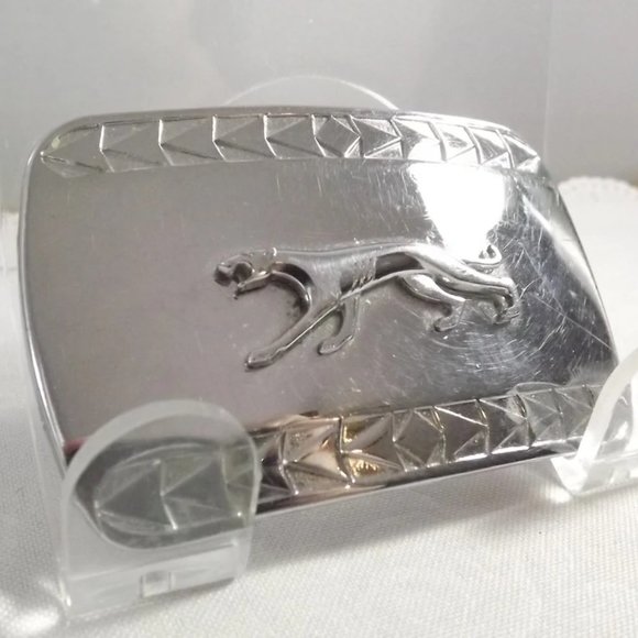 Shiny Chrome Silver-Tone Jaguar Belt Buckle - Picture 3 of 10